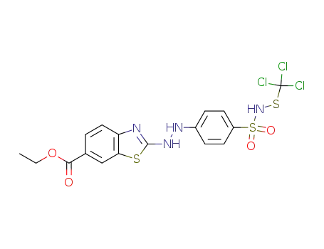 2-{<i>N</i>'-[4-(trichloromethylsulfanyl-sulfamoyl)-phenyl]-hydrazino}-benzothiazole-6-carboxylic acid ethyl ester