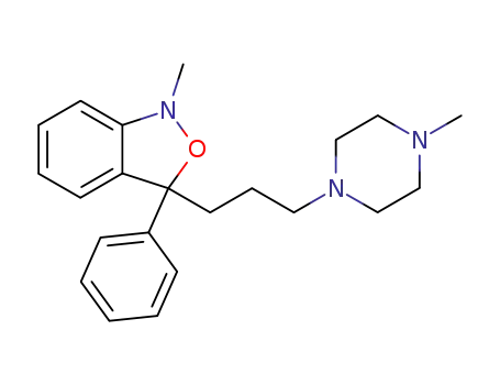 Molecular Structure of 38735-64-7 (1-methyl-3-[3-(4-methyl-piperazin-1-yl)-propyl]-3-phenyl-1,3-dihydro-benzo[<i>c</i>]isoxazole)