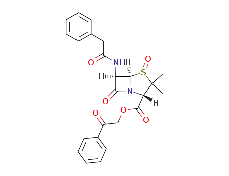 Molecular Structure of 42896-37-7 (4-Thia-1-azabicyclo[3.2.0]heptane-2-carboxylic acid,
3,3-dimethyl-7-oxo-6-[(phenylacetyl)amino]- (2S,5R,6R)-,
2-oxo-2-phenylethyl ester, 4-oxide)