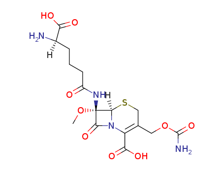 (6R,7S)-7-[[(5R)-5-AMINO-5-CARBOXY-PENTANOYL]AMINO]-3-(CARBAMOYLOXYMETHYL)-7-METHOXY-8-OXO-5-THIA-1-AZABICYCLO[4.2.0]OCT-2-ENE-2-CARBOXYLIC ACIDCAS