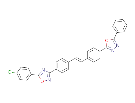 Molecular Structure of 72094-03-2 (5-(4-chloro-phenyl)-3-{4-[4-(5-phenyl-[1,3,4]oxadiazol-2-yl)-<i>trans</i>-styryl]-phenyl}-[1,2,4]oxadiazole)