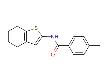 Molecular Structure of 52535-77-0 (4-methyl-<i>N</i>-(4,5,6,7-tetrahydro-benzo[<i>b</i>]thiophen-2-yl)-benzamide)
