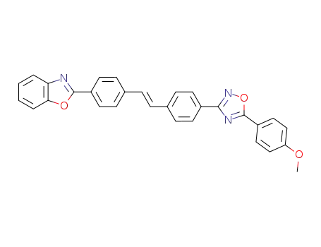Molecular Structure of 64893-37-4 (Benzoxazole,
2-[4-[2-[4-[5-(4-methoxyphenyl)-1,2,4-oxadiazol-3-yl]phenyl]ethenyl]phen
yl]-)