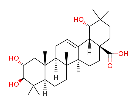 Molecular Structure of 31298-06-3 (2α,3β,19α-Trihydroxyolean-12-en-28-oic acid)