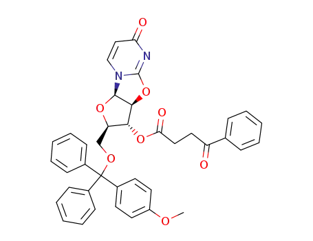 Molecular Structure of 52854-38-3 (4-oxo-4-phenyl-butyric acid (3a<i>S</i>)-2<i>t</i>-(4-methoxy-trityloxymethyl)-6-oxo-(3a<i>r</i>,9a<i>c</i>)-2,3,3a,9a-tetrahydro-6<i>H</i>-furo[2',3':4,5]oxazolo[3,2-<i>a</i>]pyrimidin-3<i>c</i>-yl ester)