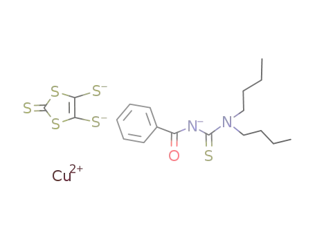 (1,1-di-n-butyl-3-benzoyl-thioureato)(iso-trithiondithiolato)copper(II)<sup>(1-)</sup>
