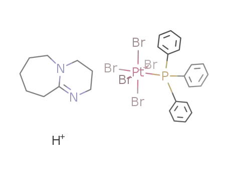 C<sub>9</sub>H<sub>16</sub>N<sub>2</sub>*H<sup>(1+)</sup>*PtBr<sub>5</sub>(P(C<sub>6</sub>H<sub>5</sub>)3)<sup>(1-)</sup> = C<sub>9</sub>H<sub>17</sub>N<sub>2</sub>{PtBr<sub>5</sub>(P(C<sub>6</sub>H<sub>5</sub>)3)}