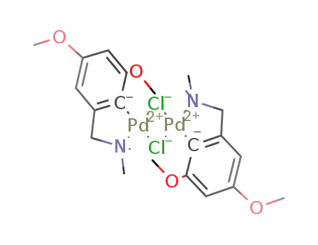 Molecular Structure of 18987-71-8 (Di-Mu-chlorobis[2-[(diMethylaMino)Methyl]-4,6-diMethoxyphenyl-C,N]dipalladiuM(II))