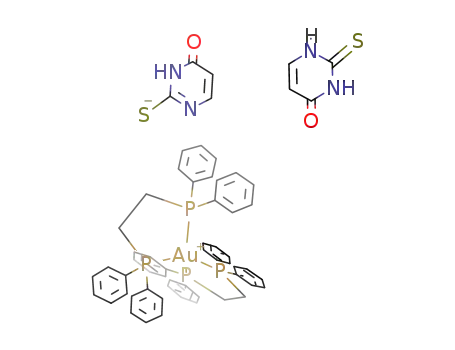 {gold((diphenylphosphino)ethane)2}{(2-thiouracil)(C<sub>4</sub>H<sub>4</sub>N<sub>2</sub>SO)}