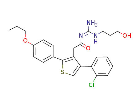 Molecular Structure of 905838-55-3 (3-Thiopheneacetamide, 4-(2-chlorophenyl)-N-[[(3-hydroxypropyl)amino]iminomethyl]-2-(4-propoxyphenyl)-)