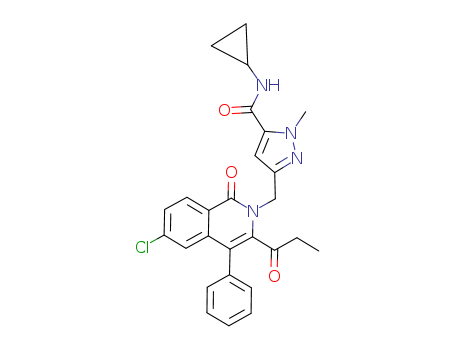 1H-Pyrazole-5-carboxamide, 3-[[6-chloro-1-oxo-3-(1-oxopropyl)-4-phenyl-2(1H)-isoquinolinyl]methyl]-N-cyclopropyl-1-methyl-