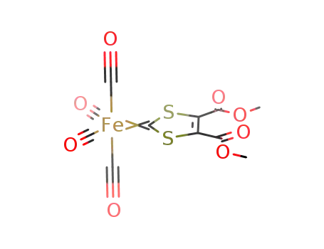 Molecular Structure of 77357-84-7 (Iron, [4,5-bis(methoxycarbonyl)-1,3-dithiol-2-ylidene]tetracarbonyl-)