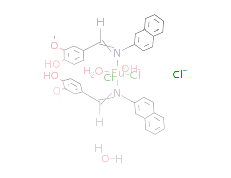 {Eu(C<sub>6</sub>H<sub>3</sub>(OH)(OCH<sub>3</sub>)CHNC<sub>10</sub>H<sub>7</sub>)2Cl<sub>2</sub>(H<sub>2</sub>O)2}<sup>(1+)</sup>*Cl<sup>(1-)</sup>*H<sub>2</sub>O={Eu(C<sub>6</sub>H<sub>3</sub>(OH)(OCH<sub>3</sub>)CHNC<sub>10</sub>H<sub>7</sub>)2Cl<sub>2</sub>(H<sub>2</sub>O)2}Cl*H<sub>2</sub>O