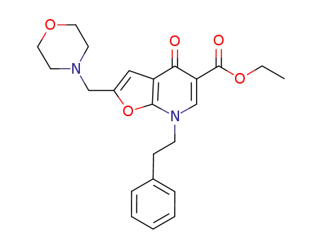 Molecular Structure of 562100-95-2 (Furo[2,3-b]pyridine-5-carboxylic acid,
4,7-dihydro-2-(4-morpholinylmethyl)-4-oxo-7-(2-phenylethyl)-, ethyl ester)