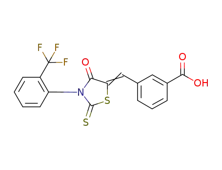 3-((4-oxo-2-thioxo-3-(2-(trifluoromethyl)phenyl)thiazolidin-5-ylidene)methyl)benzoic acid