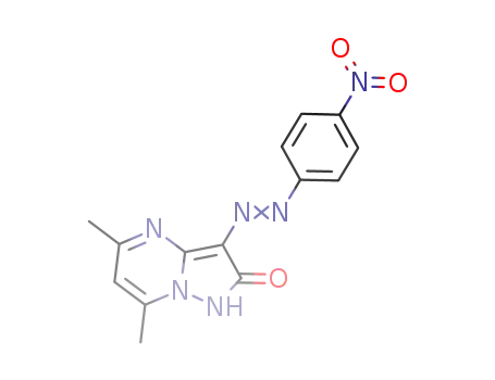 Molecular Structure of 390365-34-1 (Pyrazolo[1,5-a]pyrimidin-2(1H)-one, 5,7-dimethyl-3-[(4-nitrophenyl)azo]-)