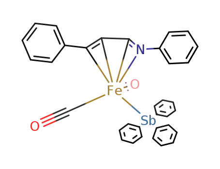 triphenylstibine-dicarbonyl(1-2-η:3-4-η-1,4-diphenyl-1-azabuta-1,3-diene)iron