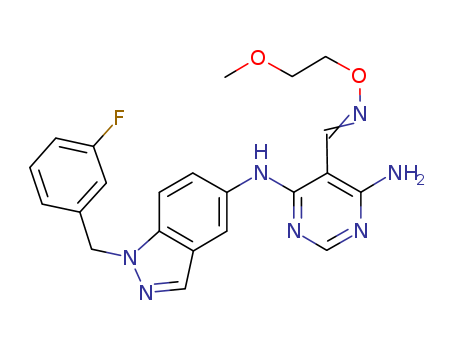 5-Pyrimidinecarboxaldehyde, 4-amino-6-[[1-[(3-fluorophenyl)methyl]-1H-indazol-5-yl]amino]-, O-(2-methoxyethyl)oxime