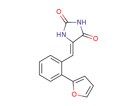 Molecular Structure of 1134426-52-0 ((Z)-5-(2-(furan-2-yl)benzylidene)imidazolidine-2,4-dione)