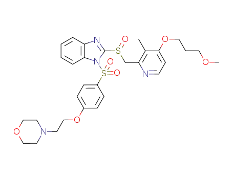Molecular Structure of 259183-29-4 (1-[{2-(morpholin-4-yl)ethoxy}phenyl-4-sulfonyl]-2-[[[4-(3-methoxypropoxy)-3-methyl-2-pyridyl]methyl]sulfinyl]-1H-benzimidazole)