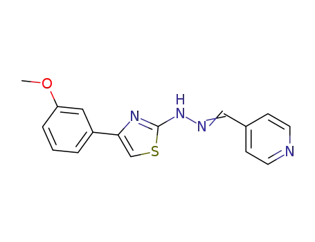 Molecular Structure of 1242658-49-6 (1-(4-(3-methoxyphenyl)thiazol-2-yl)-2-(pyridin-4-ylmethylene)hydrazine)