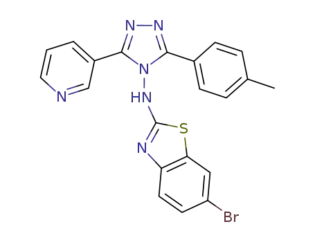 Molecular Structure of 1246493-40-2 (3-(3-pyridyl)-5-(4-methylphenyl)-4-(N-(6-bromo-1,3-benzothiazol-2-yl)amino)-4H-1,2,4-triazole)