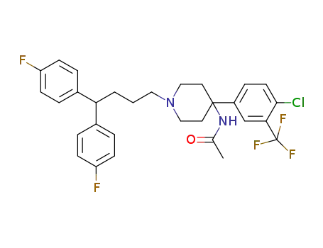 Molecular Structure of 1266656-84-1 (N-(1-(4,4-bis(4-fluorophenyl)butyl)-4-(4-chloro-3-(trifluoromethyl)phenyl)piperidin-4-yl)acetamide)