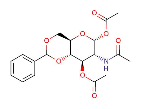 Molecular Structure of 100021-35-0 (2-acetamino-2-deoxy-4,6-O-phenylmethylene-1,3-di-O-acetyl-α-D-glucopyranose)