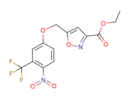 Molecular Structure of 1217903-45-1 (5-(4-nitro-3-trifluoromethylphenoxymethyl)isoxazole-3-carboxylic acid ethyl ester)