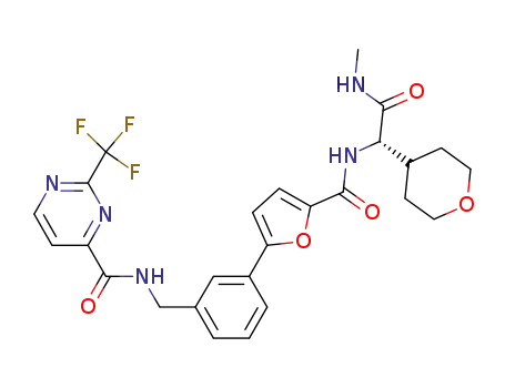 N-[3-(5-{[(1S)-2-(methylamino)-2-oxo-1-(tetrahydro-2H-pyran-4-yl)ethyl]carbamoyl}-2-furyl)benzyl]-2-(trifluoromethyl)pyrimidine-4-carboxamide