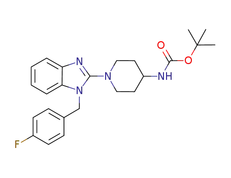 Molecular Structure of 885270-85-9 (4-BOC-AMINO-1-[1-(4-FLUORO-BENZYL)-1H-BENZOIMIDAZOL-2-YL]-PIPERIDINE)