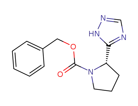 Molecular Structure of 65370-33-4 (1-Pyrrolidinecarboxylic acid, 2-(1H-1,2,4-triazol-3-yl)-, phenylmethyl
ester, (S)-)