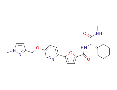 Molecular Structure of 1191923-33-7 (N-[(1S)-1-cyclohexyl-2-(methylamino)-2-oxoethyl]-5-{5-[(1-methyl-1H-pyrazol-3-yl)methoxy]pyridin-2-yl}furan-2-carboxamide)