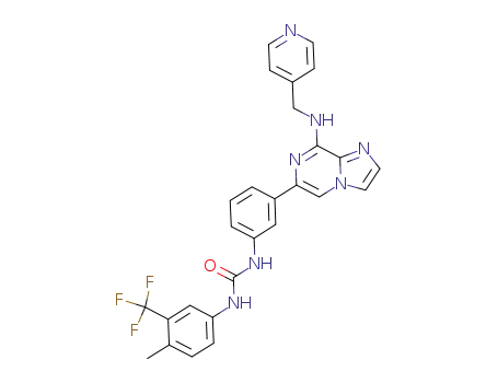Urea,
N-[4-methyl-3-(trifluoromethyl)phenyl]-N'-[3-[8-[(4-pyridinylmethyl)amino]
imidazo[1,2-a]pyrazin-6-yl]phenyl]-