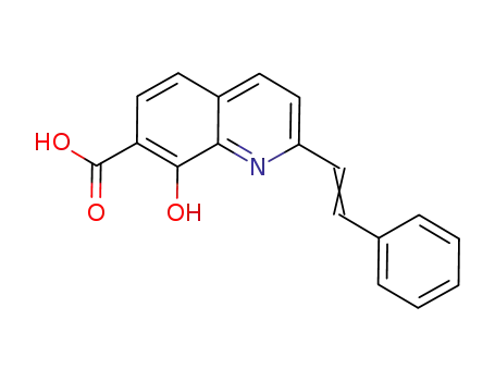 Molecular Structure of 281207-48-5 (7-Quinolinecarboxylic acid, 8-hydroxy-2-(2-phenylethenyl)-)