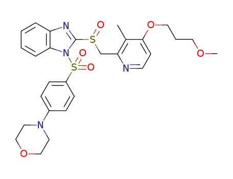 Molecular Structure of 259183-28-3 (1-[4-(morpholin-4-yl)phenylsulfonyl]-2-[[[4-(3-methoxypropoxy)-3-methyl-2-pyridyl]methyl]sulfinyl]-1H-benzimidazole)
