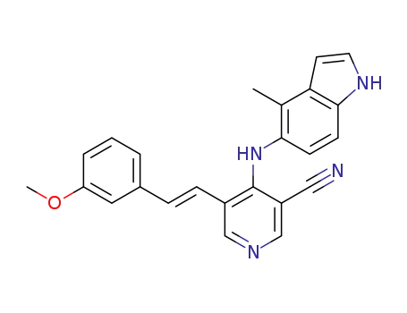5-[(E)-2-(3-methoxyphenyl)vinyl]-4-[(4-methyl-1H-indol-5-yl)amino]nicotinonitrile