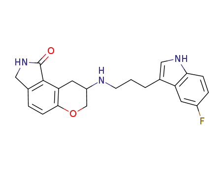 Molecular Structure of 917883-79-5 (Pyrano[3,2-e]isoindol-1(7H)-one,
8-[[3-(5-fluoro-1H-indol-3-yl)propyl]amino]-2,3,8,9-tetrahydro-)