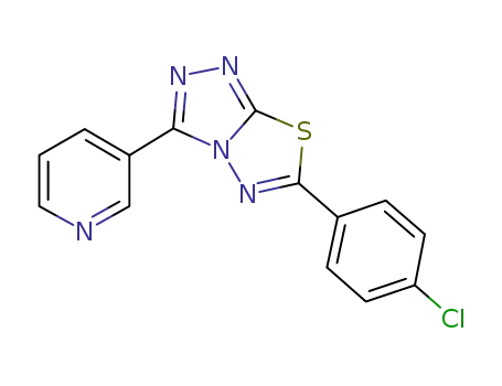 Molecular Structure of 154149-65-2 (6-(4-chlorophenyl)-3-(3-pyridinyl)[1,2,4]triazolo[3,4-b][1,3,4]thiadiazole)