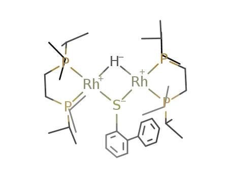 Molecular Structure of 1228530-60-6 ([Rh2(1,2-bis(diisopropylphosphino)ethane)2(μ-SC12H9)(μ-H)])