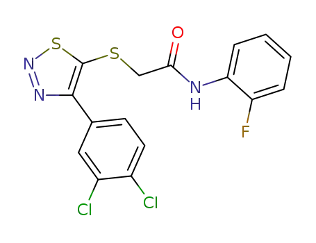 Molecular Structure of 1200397-71-2 (2-{[4-(3,4-dichlorophenyl)-1,2,3-thiadiazol-5-yl]sulfanyl}-N-(2-fluorophenyl)acetamide)
