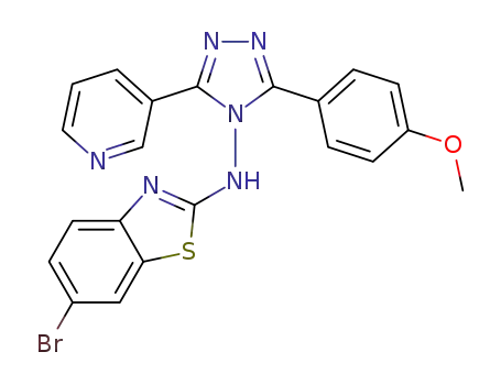 Molecular Structure of 1268376-07-3 (3-(3-pyridyl)-5-(4-methoxyphenyl)-4-(N-6-bromo-1,3-benzothiazol-2-amino)-4H-1,2,4-triazole)