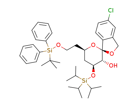 (+)-(1R,3'R,4'S<sub>.6</sub>'R)-6'-(2-(tert-butyldiphenylsilyloxy)ethyl)-5-chloro-4'-(triisopropylsilyloxy)-3',4',5',6'-tetrahydro-3H-spiro[isobenzofuran-1,2'-pyran]-3'-ol
