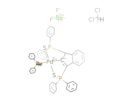 [Pd(1,3-bis(diphenylthiophosphinoyl)inden-1-yl)(triphenylphosphine)](tetrafluoroborate)*CH<sub>2</sub>Cl<sub>2</sub>