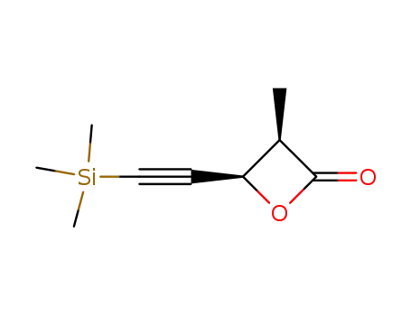 Molecular Structure of 287724-86-1 (2-Oxetanone, 3-methyl-4-[(trimethylsilyl)ethynyl]-, (3R,4R)-)