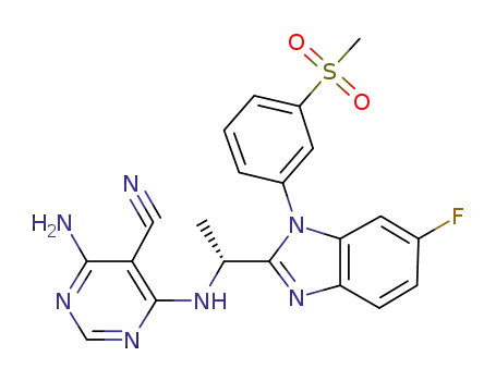 (R)-4-amino-6-(1-(6-fluoro-1-(3-(methylsulfonyl)phenyl)-1H-benzo[d]imidazol-2-yl)ethylamino)pyrimidine-5-carbonitrile