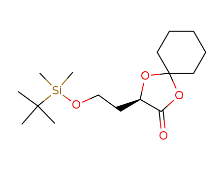Molecular Structure of 398517-02-7 (1,4-Dioxaspiro[4.5]decan-2-one,
3-[2-[[(1,1-dimethylethyl)dimethylsilyl]oxy]ethyl]-, (3R)-)
