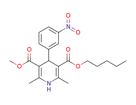 Molecular Structure of 168902-10-1 (3,5-Pyridinedicarboxylicacid, 1,4-dihydro-2,6-dimethyl-4-(3-nitrophenyl)-, 3-methyl 5-pentyl ester)