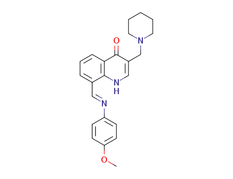(E)-8-((4-methoxyphenylimino)methyl)-3-(piperidin-1-ylmethyl)quinolin-4(1H)-one