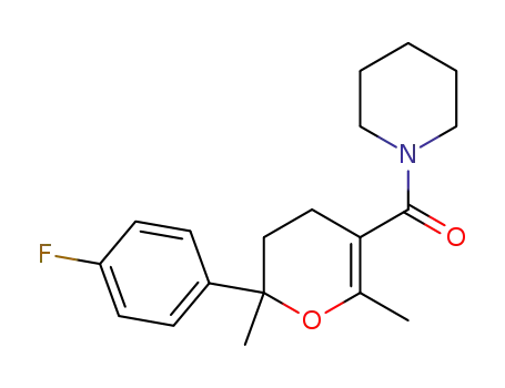 [6-(4-fluorophenyl)-2,6-dimethyl-5,6-dihydro-4H-pyran-3-yl]piperidin-1-ylmethanone